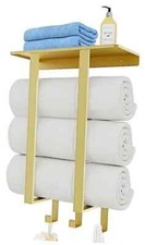 Gold Towel Racks for Bathroom, BETHOM Towel Storage Racks with Shelf Wall Mount