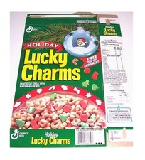 1992 Holiday Lucky Charms Cereal Box cc066 