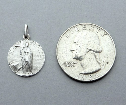 Medaglia d'argento religiosa francese antica. Sant'Elena. Di Tricard. - Foto 4 di 5