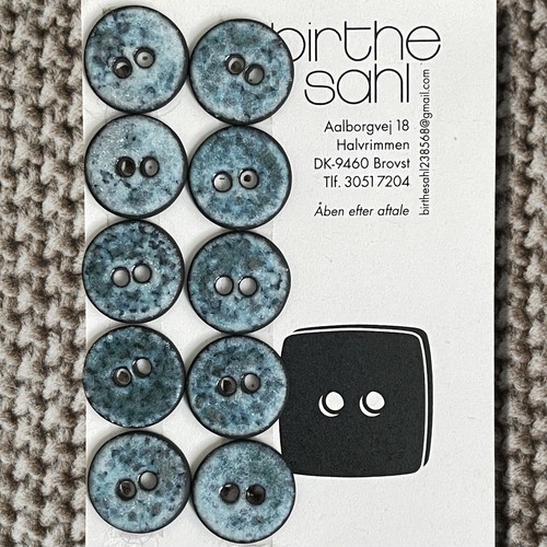 NEW Card of 10 Birthe Sahl Cool Larimar Blue Ceramic Glazed 18mm Buttons Denmark - Picture 23 of 24