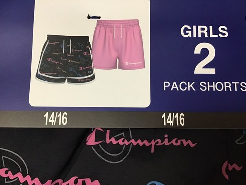New Champion Girl's Black/Pink 2-Pack Active Shorts Size 14 - 16 (CH5) - Picture 3 of 9