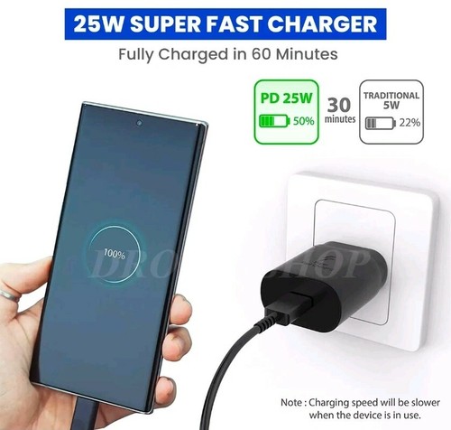 Genuine Samsung 25W Super Fast Wall Charger USB-C For S22+ S23 Ultra Z FOLD 4 3 - Picture 5 of 18