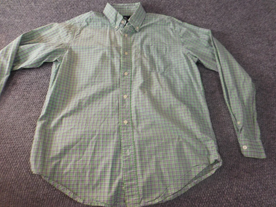 Camisa masculina American Living verde média xadrez botão para cima clássica - Imagem 2 de 4