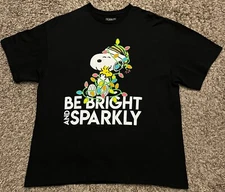 Peanuts Official Snoopy Be Bright And Sparkly Men's Black T-Shirt Size 2X
