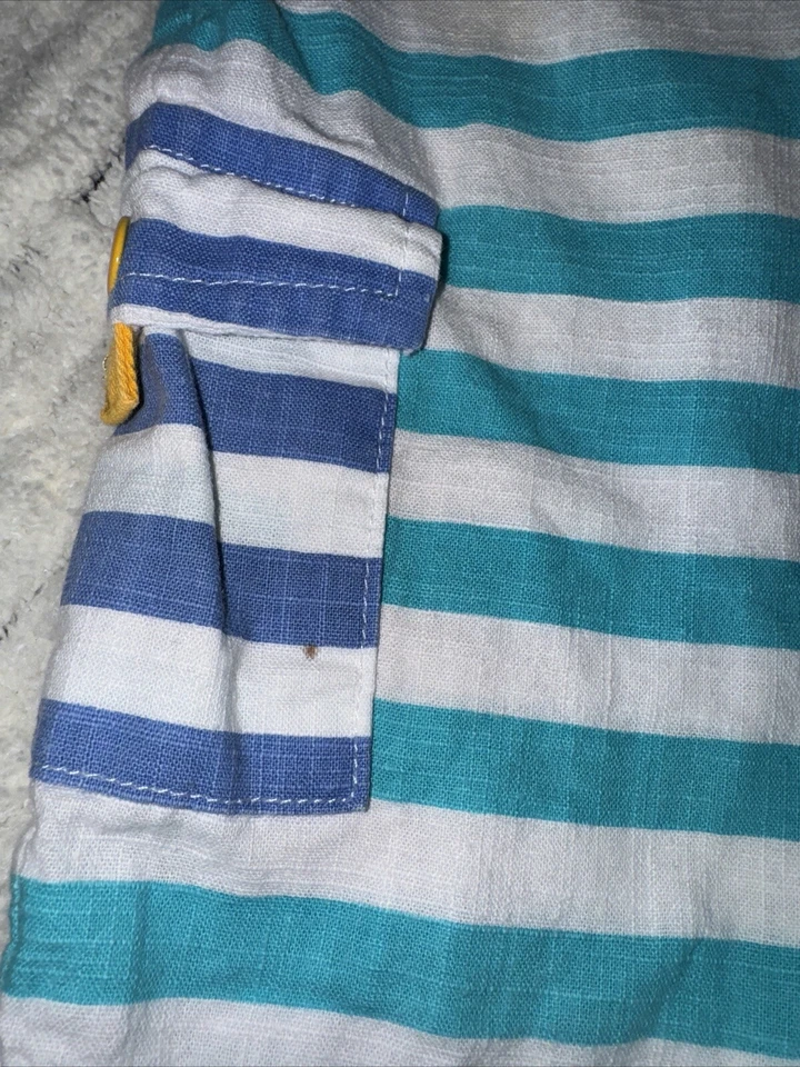 Mud Pie Baby Boy One piece Lion Ribbon Mane Romper 12-18 Months Striped Blue - Image 3 of 4