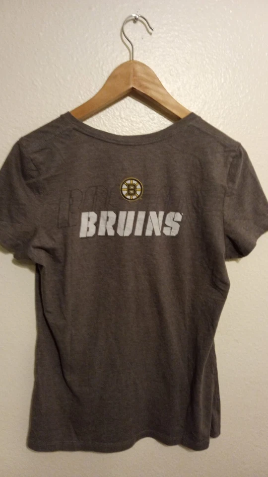 Majestic Boston Bruins женская футболка размер большой серый v-образным вырезом НХЛ футболка назад логотип - Изображение 4 из 4