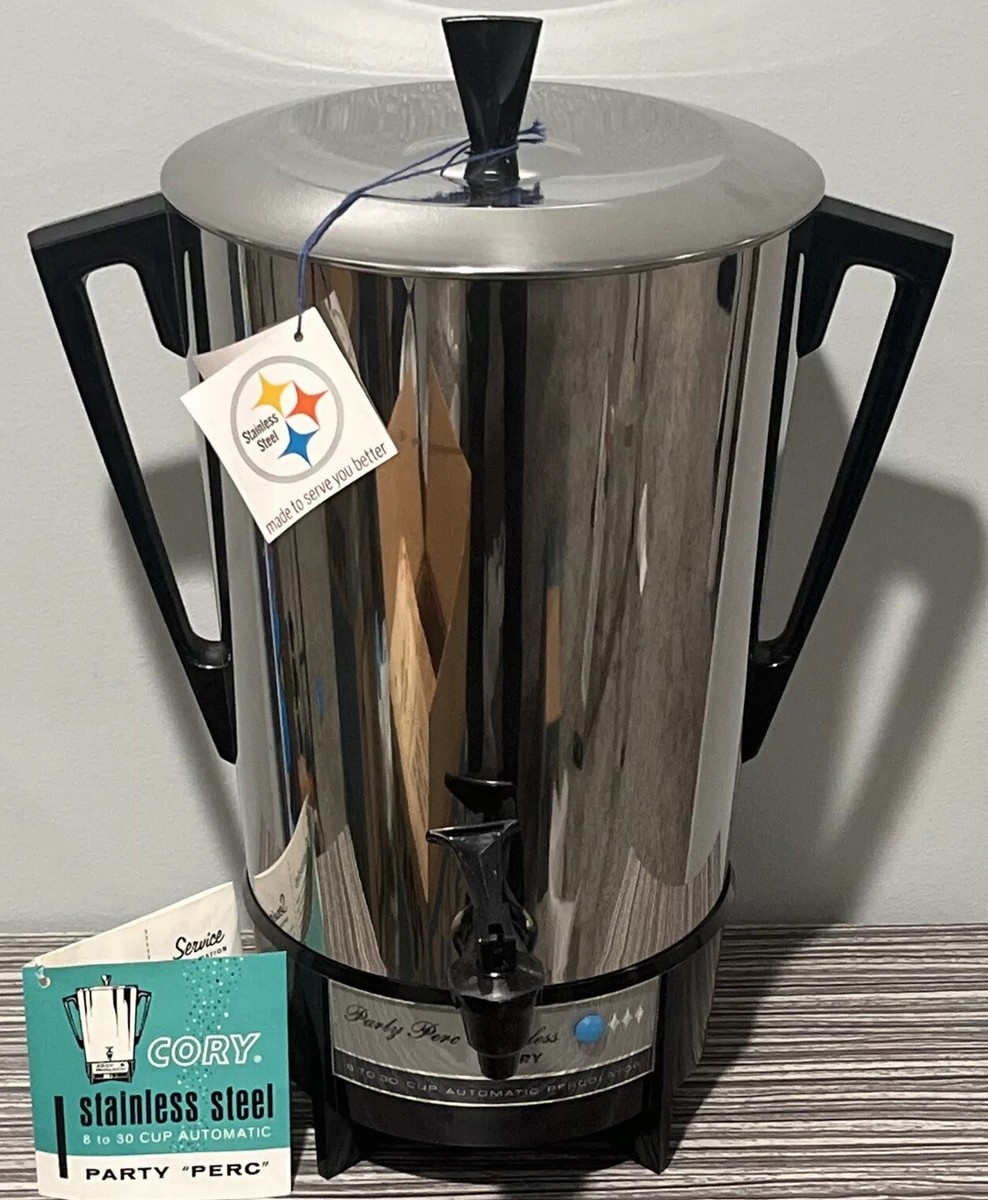 Vintage Cory Coffee Percolator Stainless Steel 8-30 Cup AP 30S Open Box!