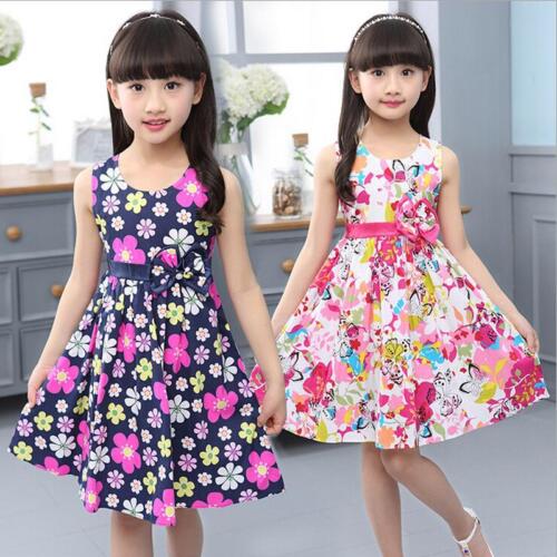 New Summer Floral Girl Dresses Girls Clothes Kids Cotton Dress Size - Picture 1 of 12