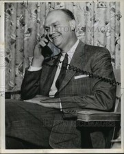 Press Photo Billy Brown, Public Relations Director, speaks on the telephone
