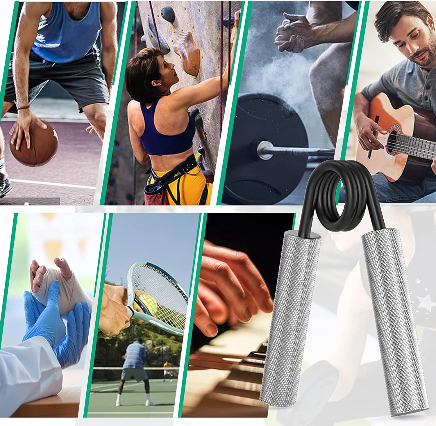 Grip Strength Trainer 4 Pack 50-200LB Metal Hand Grip Forearm Exerciser Non-Slip