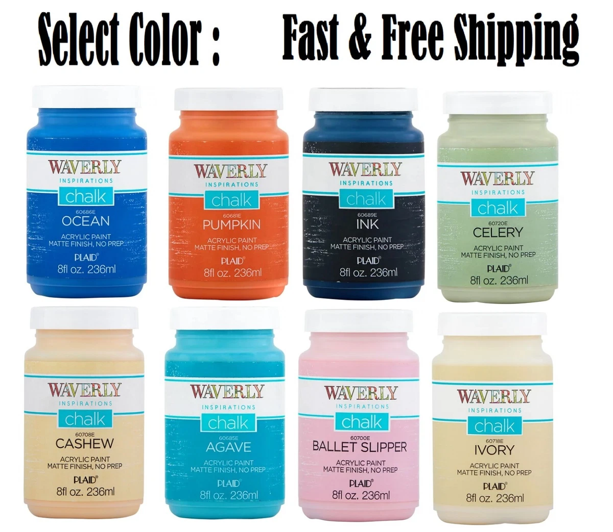 3-8fl oz. Waverly Chalk Paint (Fern), Acrylic Paint Matte Finish