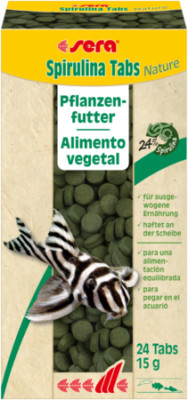 sera Spirulina Tabs Nature 24 Stk. Futter für Garnelen und Pflanzenfresser