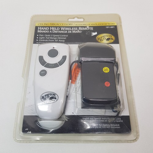 Hampton Bay Ceiling Fan Hand Held Wireless Remote Control 3 Speed Dimmer 191-691 - Picture 6 of 10