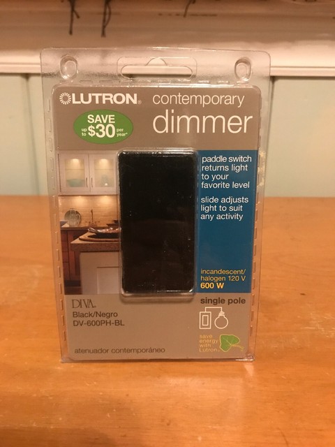 Lutron DV-600PH-BL Preset Dimmer, Diva, 600W, 120V, Black for sale