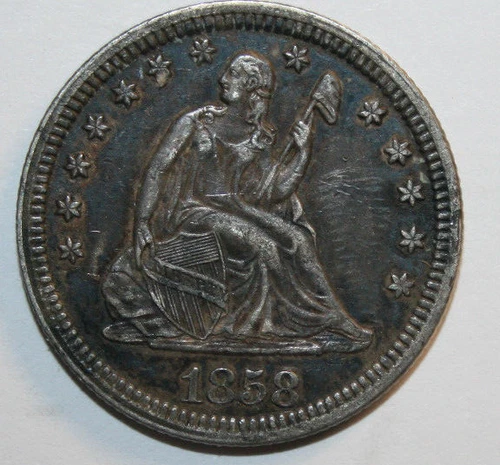 1858 SEATED LIBERTY QUARTER  G43