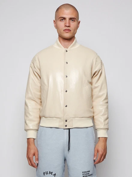 Cream bomber jacket clearance men