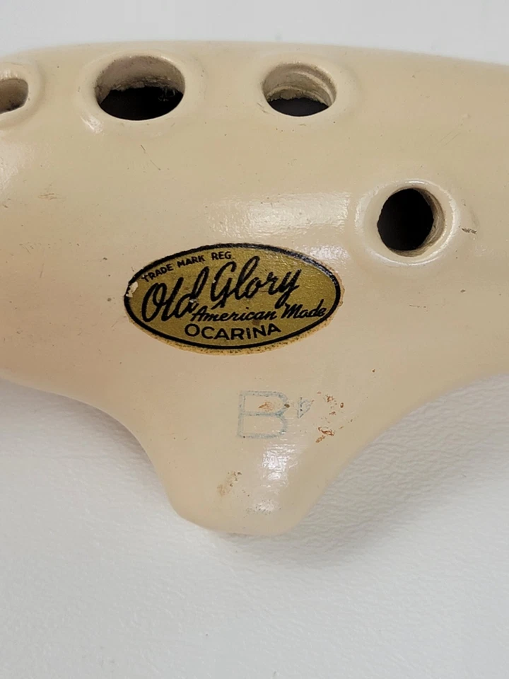 Vintage Old Glory Ocarina Flute Potato Ceramic Cream Color "B" Made in USA 5” - Image 3 of 4