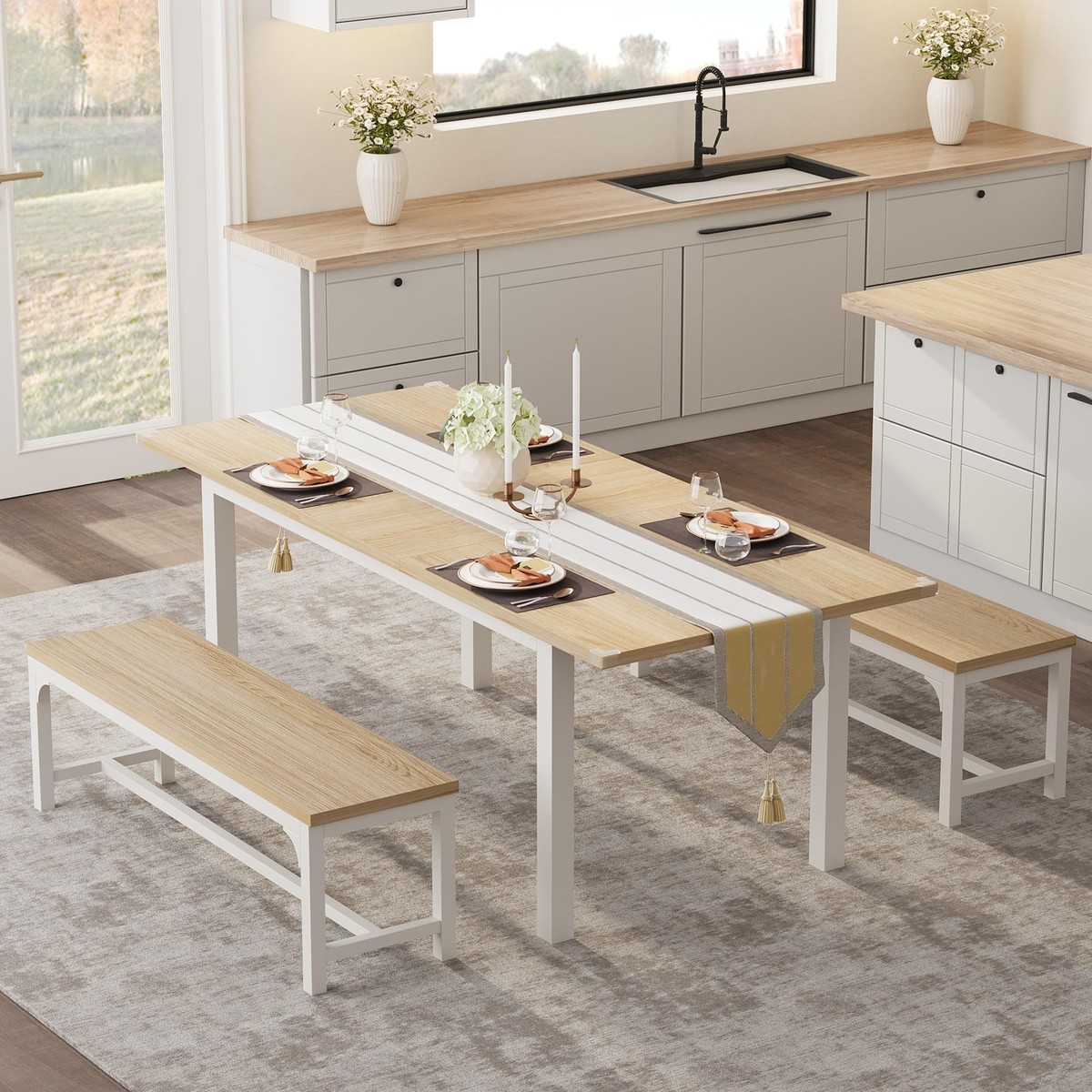 5-Piece Extendable Dining Table Set With 4 Stools – For Small Spaces