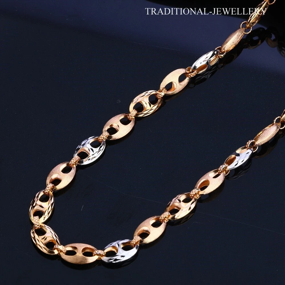 18K Rose Gold Hallmark choco chain necklace For Men Women Unisex
