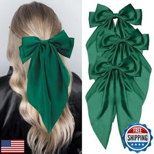 Loqpol Silky Satin Hair Bows, Oversized Long Tail Bows with Barrette Clips, C