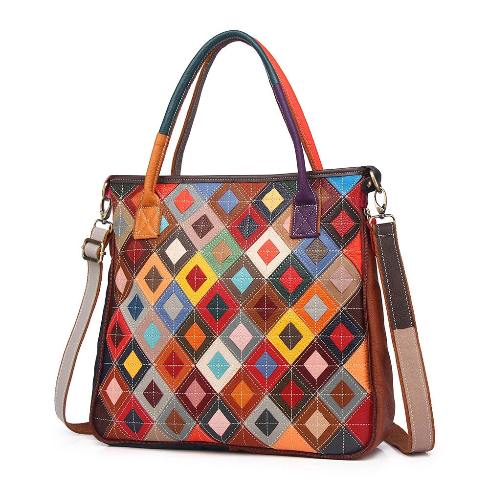 Designer Women s Genuine Leather Multi color Handbag Satchel Tote