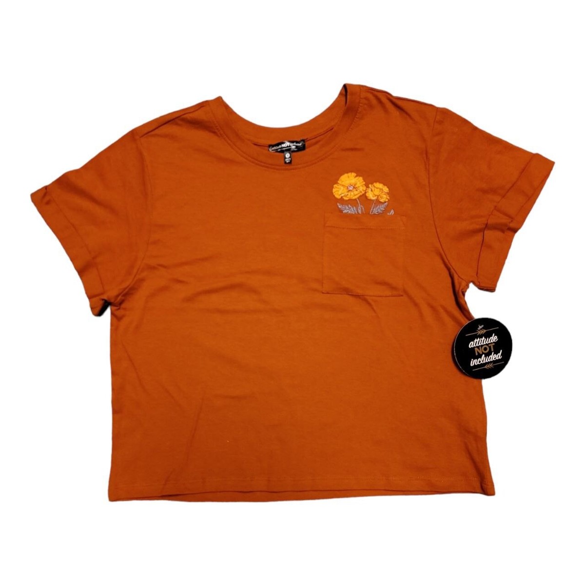NWT RUSTY ORANGE POPPY EMBROIDERED GROWN ON THE WEST T-SHIRT TOP