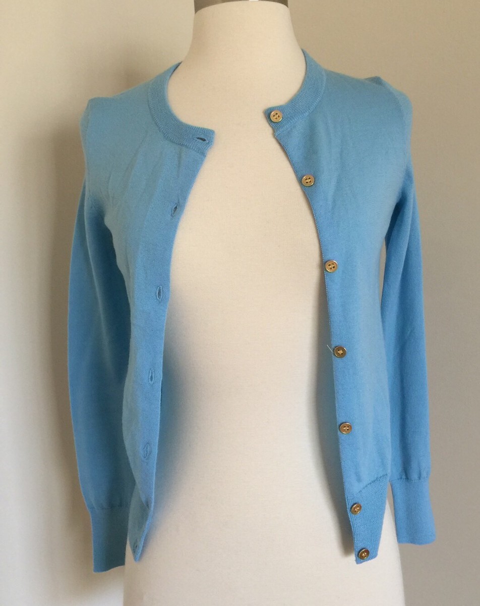 JCrew Lightweight Wool Jackie Cardigan Sweater Cornflower Blue #E1342 XXXS