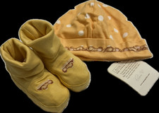 Baby Anne Geddes Ruffle Hat Slippers/Booties Unisex Gold NEW 6-12 mon