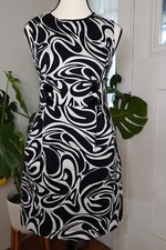 Michael Kors Women's Black & White Marble Side Pockets Sleeveless Dress Size 4P