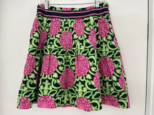 Lilly Pulitzer | Skirts | Vtg Lilly Pulitzer Womens Mini A Line Ruffled Green Blue Floral Lined Skirt Sz 6 6792745be825d16f19f04f02