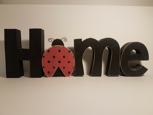 'Home' Decor Entrance Sign Blocks Black Cutout Letters Word - Picture 2 of 4