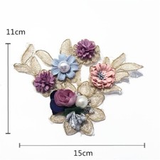 Sale Dress Lace Motif 3D Embroidery Women Gown Skirts Beaded lace Applique 1PC