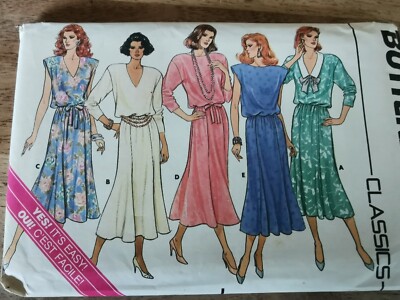 3965 VINTAGE BUTTERICK MUSTER 5 CREATIONS KLEID FLIESSEND UND LEICHT 42 BIS 46