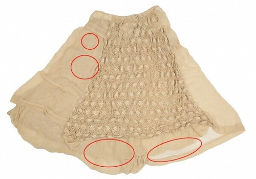 Comme Des Garcons Women's Lace Knit Layered Chiffon Skirt Beige Flare 2505TY - Picture 4 of 11