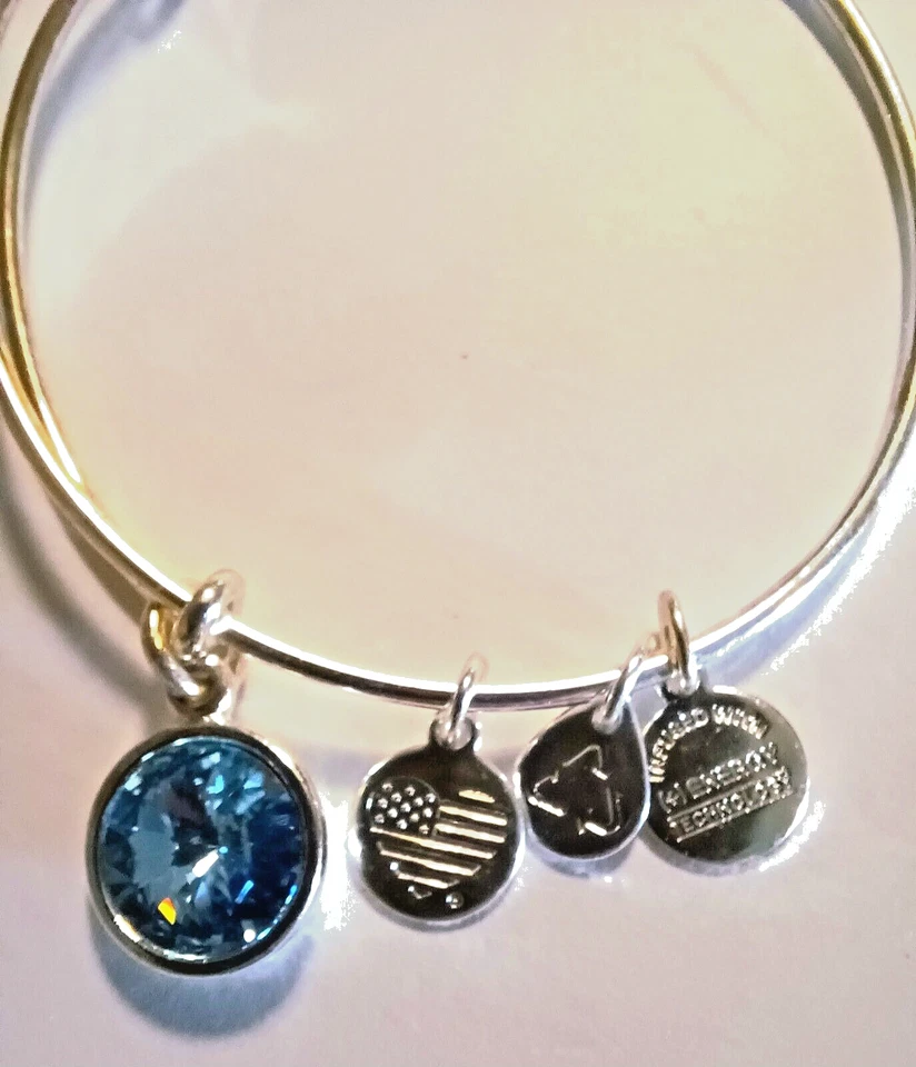 Pulsera Alex and Ani Circón Azul Dije Plata Rafaeliana Cristal Swarovski Foto 2 de 4