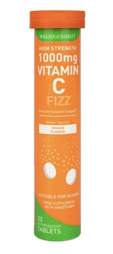 Holland & Berrett Vitamin C Fizz Orange Flavour 1000mg 4x 20 Tablets - Picture 2 of 2