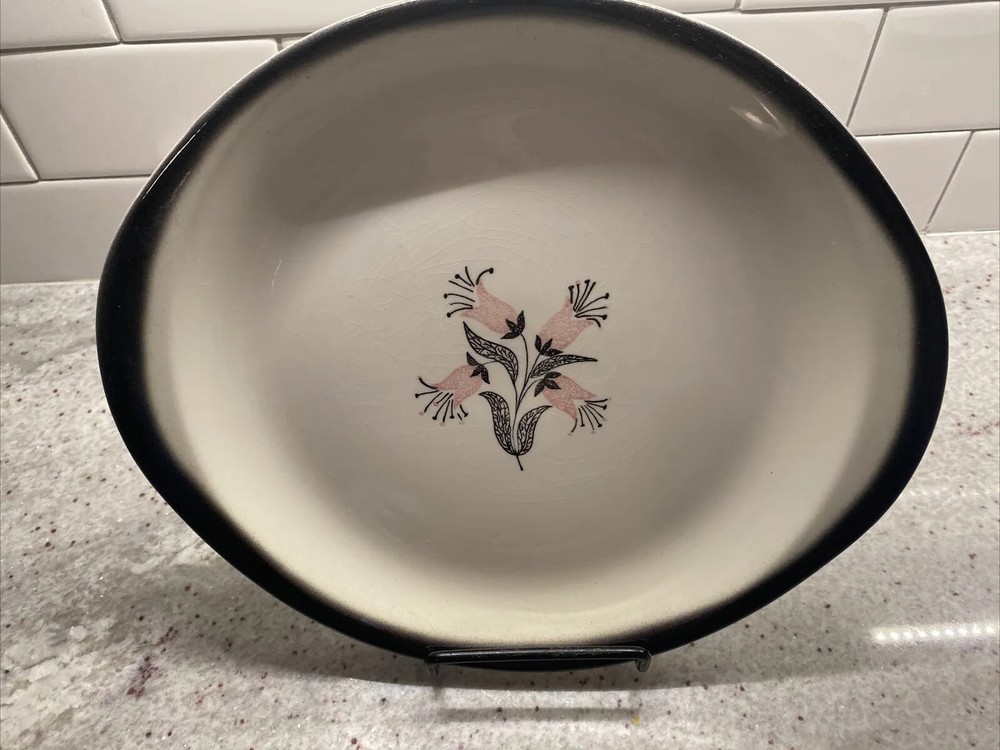 Fuchsia Stetson Potteries Fuchsia Black & Pink Serving Platter MCM