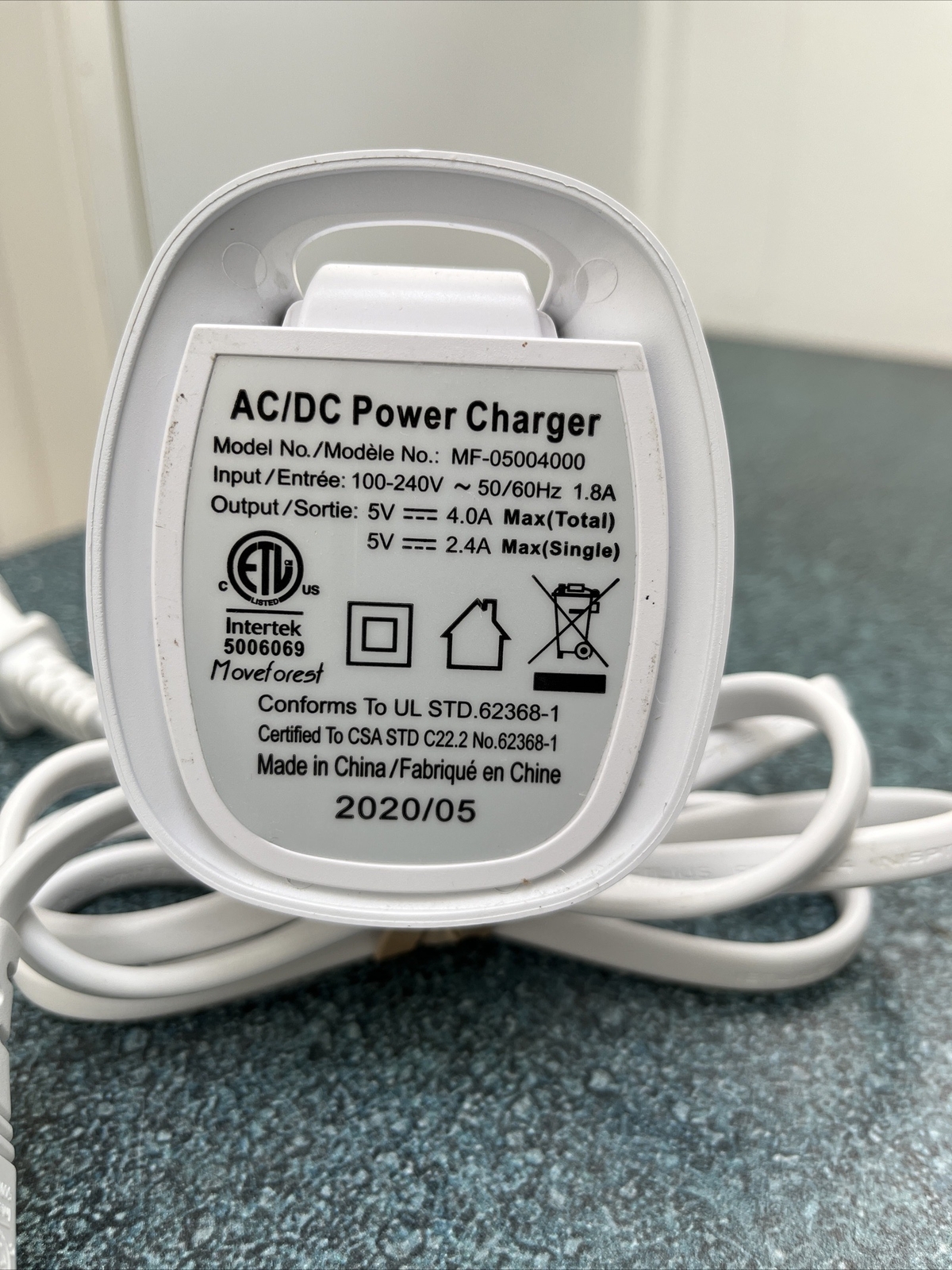 Intertek AC/DC Power Charger (MODEL NO. MF05004000) White eBay