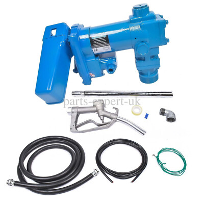 #ad 12V Fuel Transfer Pump w Nozzle Kit Transfer of Gasoline Diesel Kerosene Blue $140.99