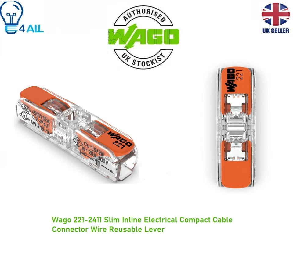 WAGO 221 Series Reusable Electrical Wire Cable Connectors Compact UK