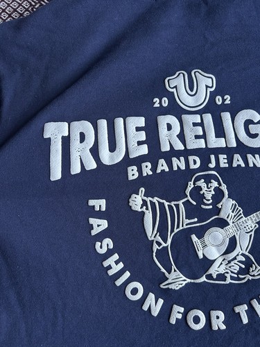 True Religion Men's Buddha Logo Core Pullover Zip Up Hoodie Sweatshirt Size XXL - Picture 6 of 15