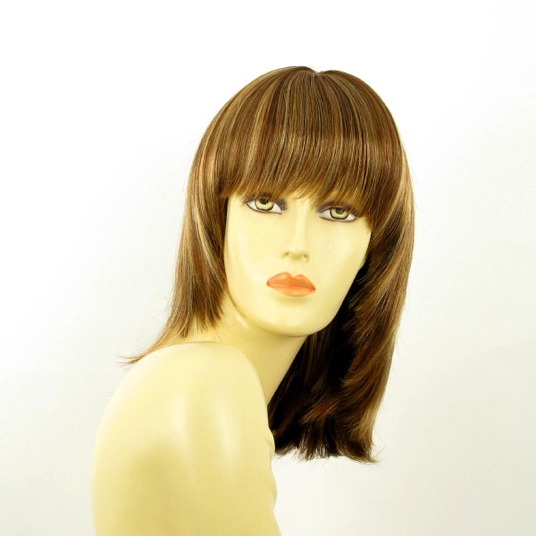 Perruque femme châtain clair méché blond cuivré Babette pour masquer la perte de cheveux