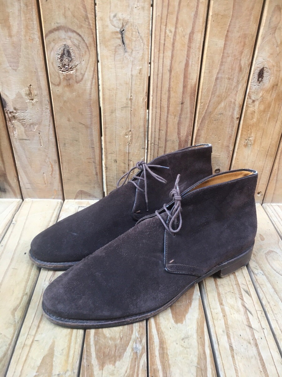 Men\'s Brown Paraboot Chukka Leather Shoes 5 Paraboot France Dark Brown Plain Toe Ankle Chukka Boots Size  main image 2
