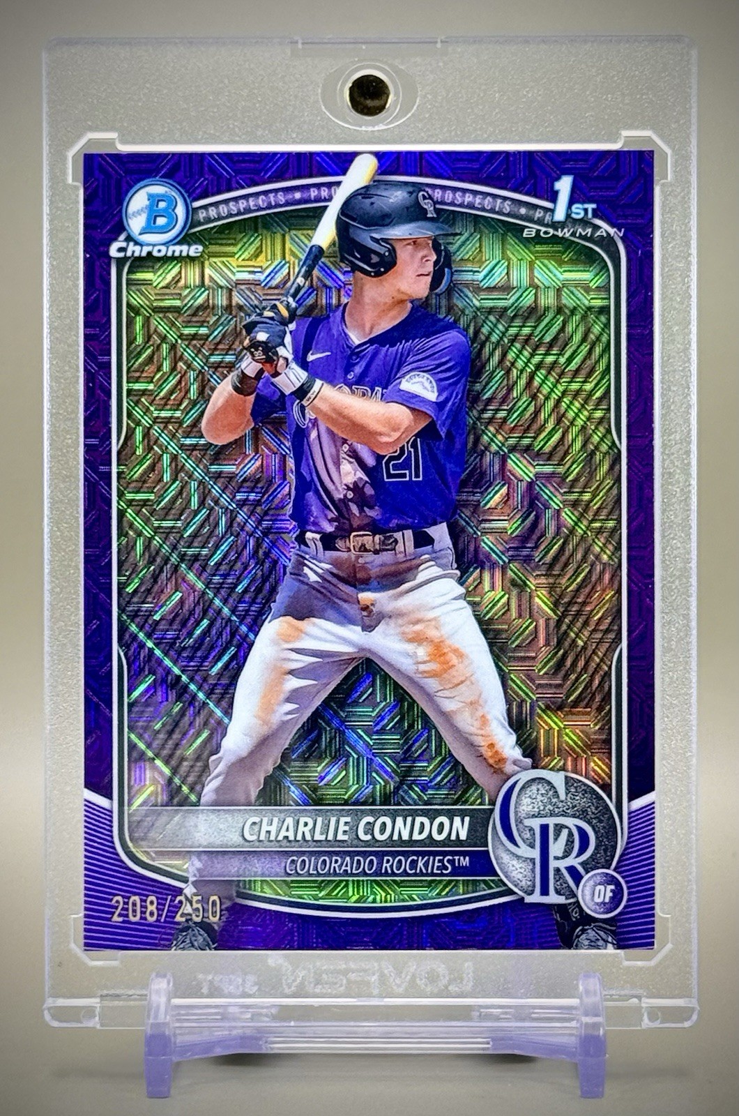 Charlie Condon 2025 1st Bowman Chrome Mega #BCP-75 Purple Mojo Refractor #/250