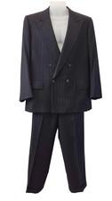 BRIONI Vintage Men's Charcoal Gray Striped Wool Double Breasted Suit