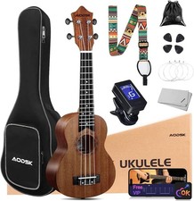 AODSK Soprano Ukulele for Beginner 21 Inch Ukelele Kit with Soprano, Brown