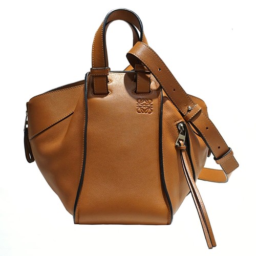Loewe Hammock 2-Way Leather Brown Shoulder Bag Silver Hardware Women's #UDB198