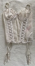 Victoria s Secret Lace Bustier Corset White Garter Straps Lingerie size M NWT