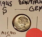 BEAUTIFUL GEM 1945 MICRO S MERCURY DIME, GREAT DETAILS, SPLIT BANDS. MUST SEE !