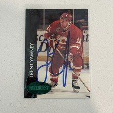1992-93 Parkhurst #262 Trent Yawney Auto Autograph Signed Calgary Flames